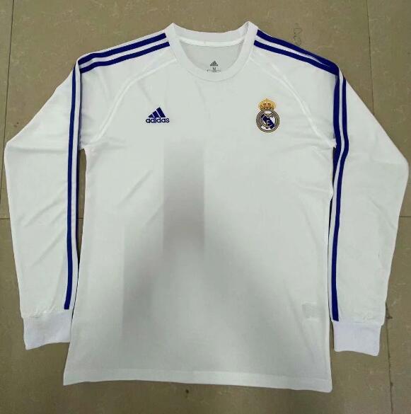 Real Madrid Retro White Long Sleeve Soccer Jersey Shirt